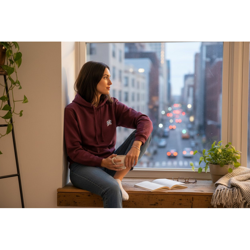 venta online-sudadera con capucha-lisviv-unisex-granate