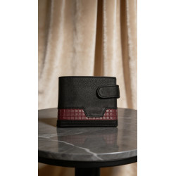 Cartera de hombre en piel autentica color negro, grabado sello de piel.