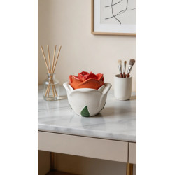 Joyero en Forma de Rosa Roja-Organizador Romántico de Cemento