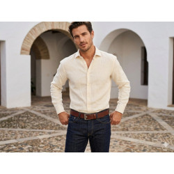 Cinturón de piel autentica marrón marca lisviv, con una hebilla muy original en plata envejecida, fabricada en España