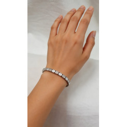 Pulsera de acero color plata de alta calidad, resistente al agua, con piedras brillantes