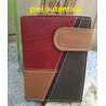 Cartera de piel auténtica fabricada de forma artesanal en Ubrique, color marrón y burdeos, tipo puzzle, lisviv