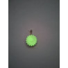 Efecto brillante verde nocturno de la figura de margarita fosforescente colgada en la pared.
