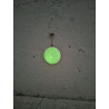 Efecto brillante verde nocturno de la figura de girasol fosforescente colgada en la pared.