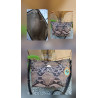 Bolso de piel auténtica artesanal Lisviv con estampado exótico de serpiente en tonos beige y negro, hecho a mano en España.