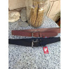 Dos cinturones casuales Lisviv de 4 cm en colores negro y marrón claro con hebilla rectangular metálica.